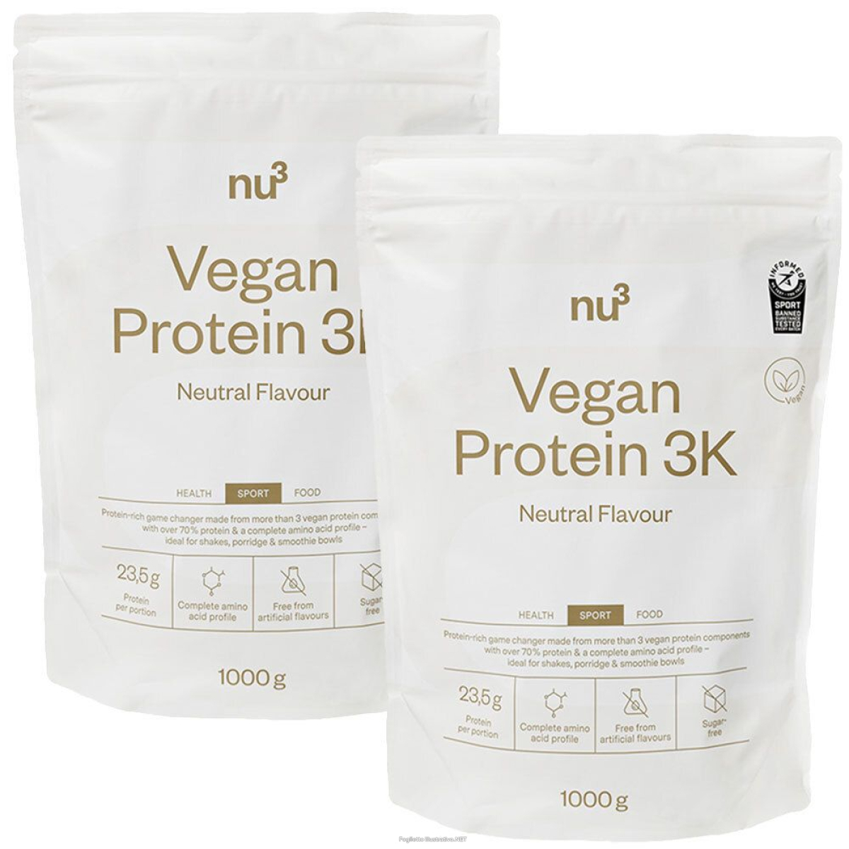 Cerca Offerte di nu3 vegan protein 3k, neutro set da 2 2x1000 g polvere e acquista online