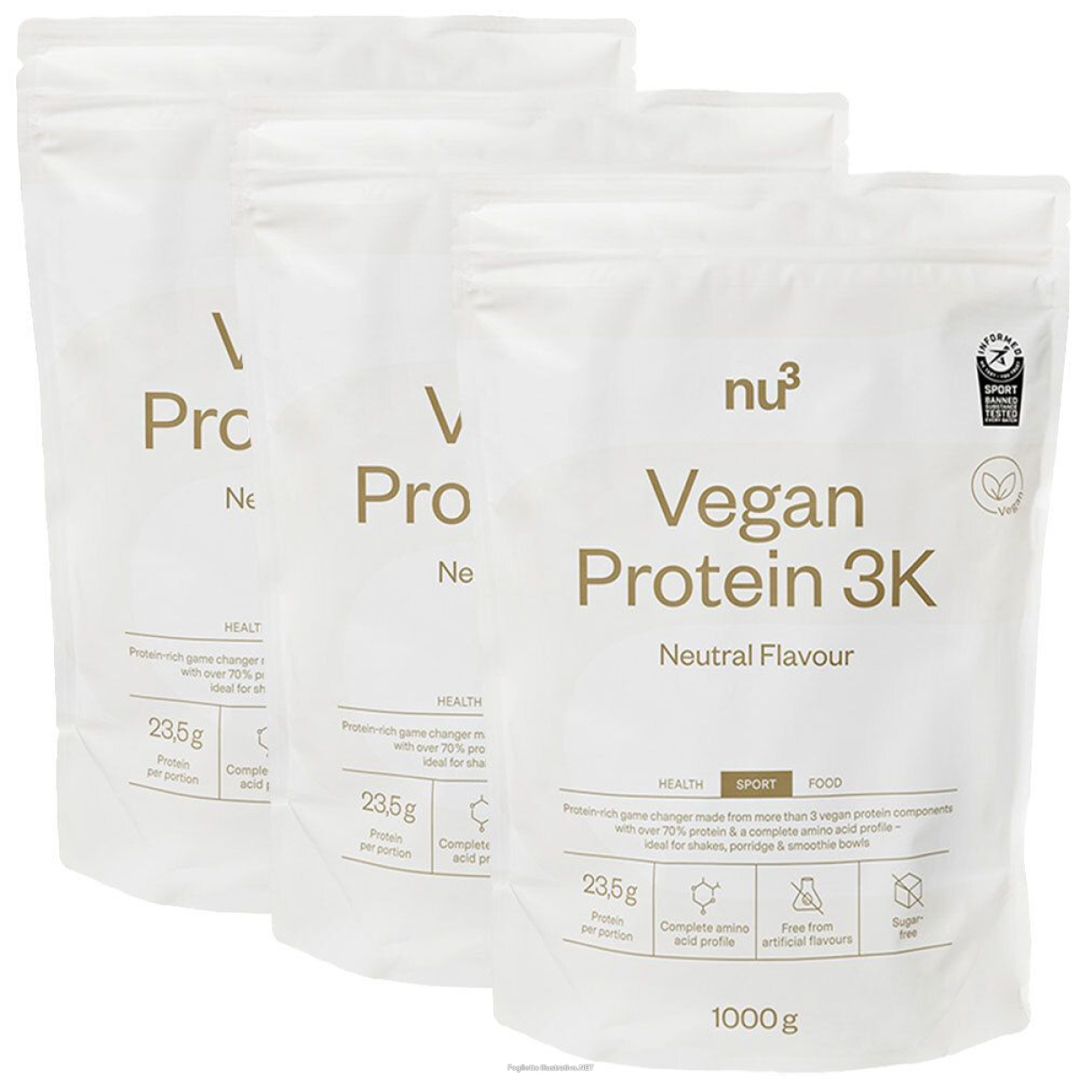 Cerca Offerte di nu3 vegan protein 3k, neutro set da 3 3x1000 g polvere e acquista online