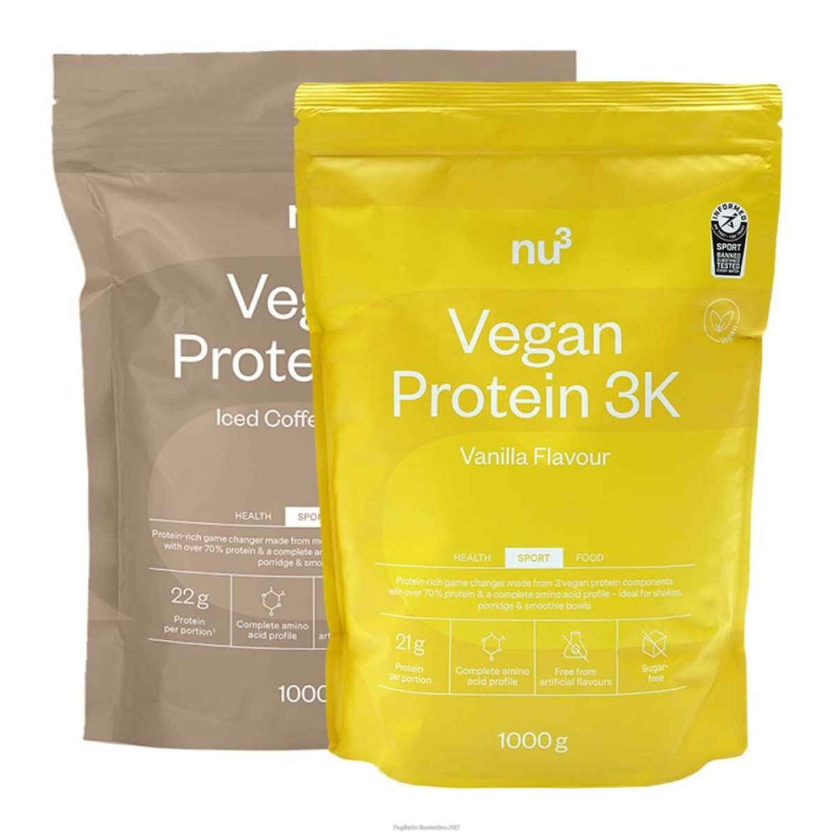 Cerca Offerte di nu3 vegan protein 3k shake caffè ghiacciato + vaniglia 2x1000 g polver e acquista online