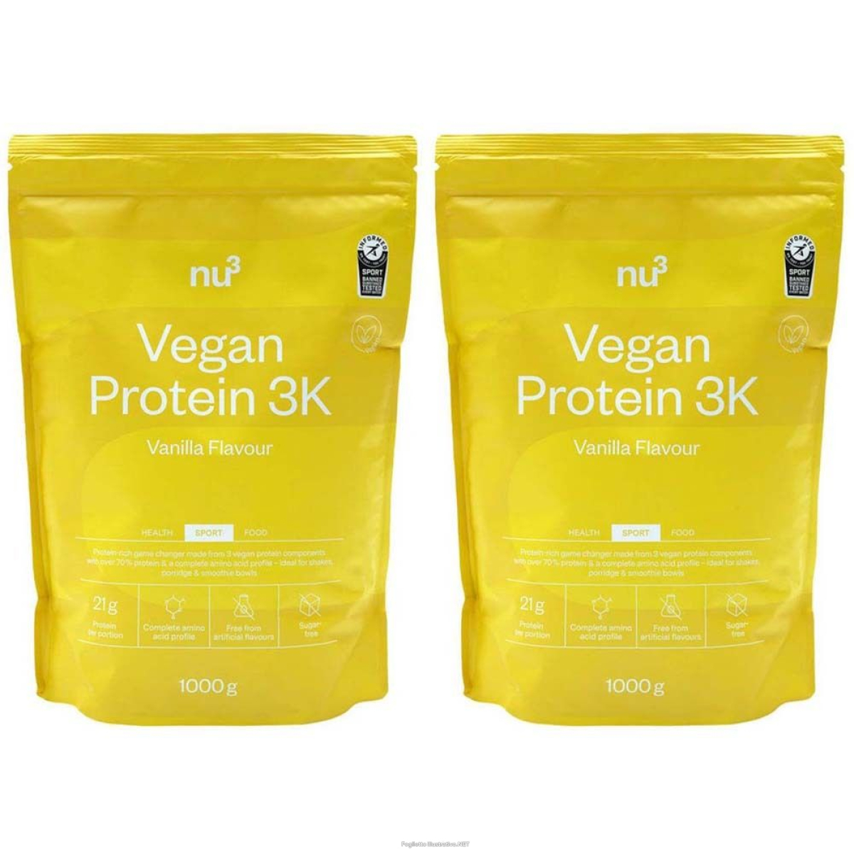 Cerca Offerte di nu3 vegan protein 3k vaniglia set da 2 2x1000 g polvere e acquista online