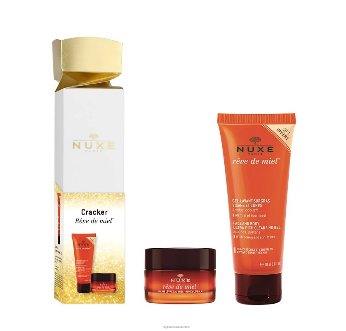 Cerca Offerte di nuxe cofanetto natale 2025 cracker reve de miel - gel lavante viso e corpo 100 ml + balsamo labbra al miele 15 g e acquista online