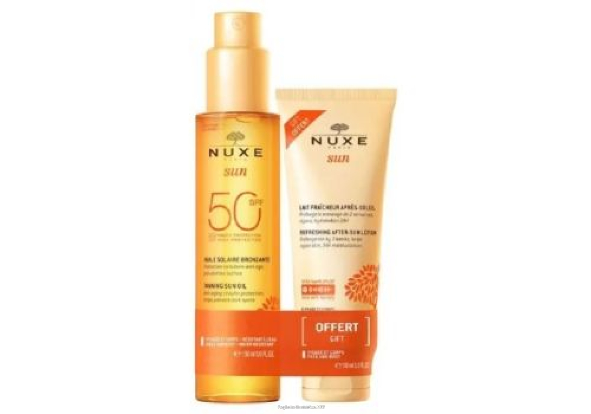 Cerca Offerte di nuxe sun olio solare abbronzante spf 50 150ml + nuxe sun latte doposole 100ml in omaggio e acquista online