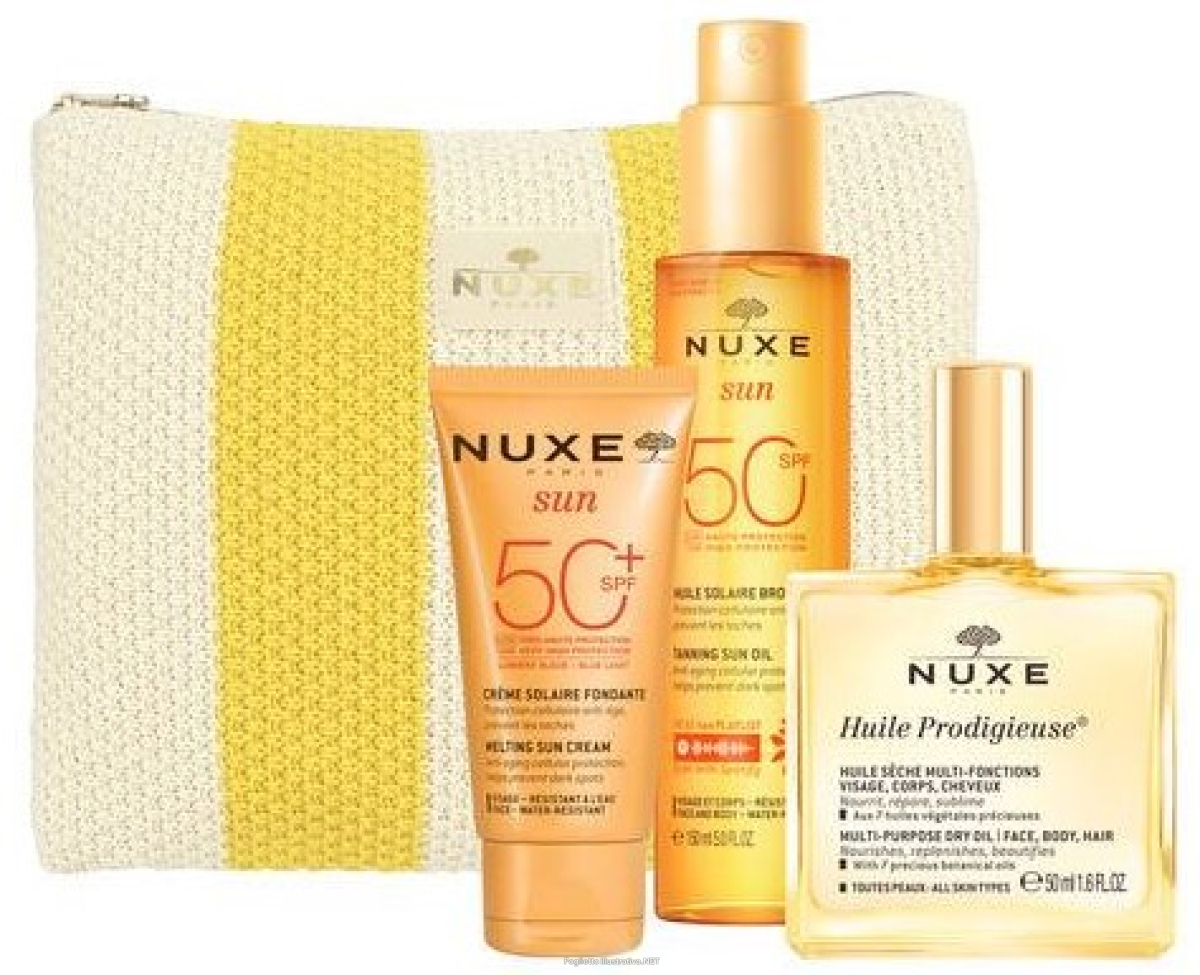 Cerca Offerte di nuxe trousse my summer ess 25 1 crema solare viso spf50+ 50 ml + 1 huile prodigieuse 50 ml + 1 olio solare viso & corpo spf50 150 ml e acquista online