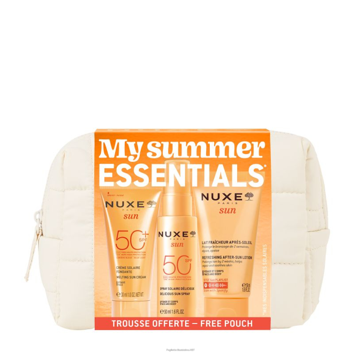 Cerca Offerte di nuxe trousse my summer essential 2026 1 face cream spf50+ 30 ml + 1 spray spf50 50 ml + 1 after sun lotion 50 ml e acquista online