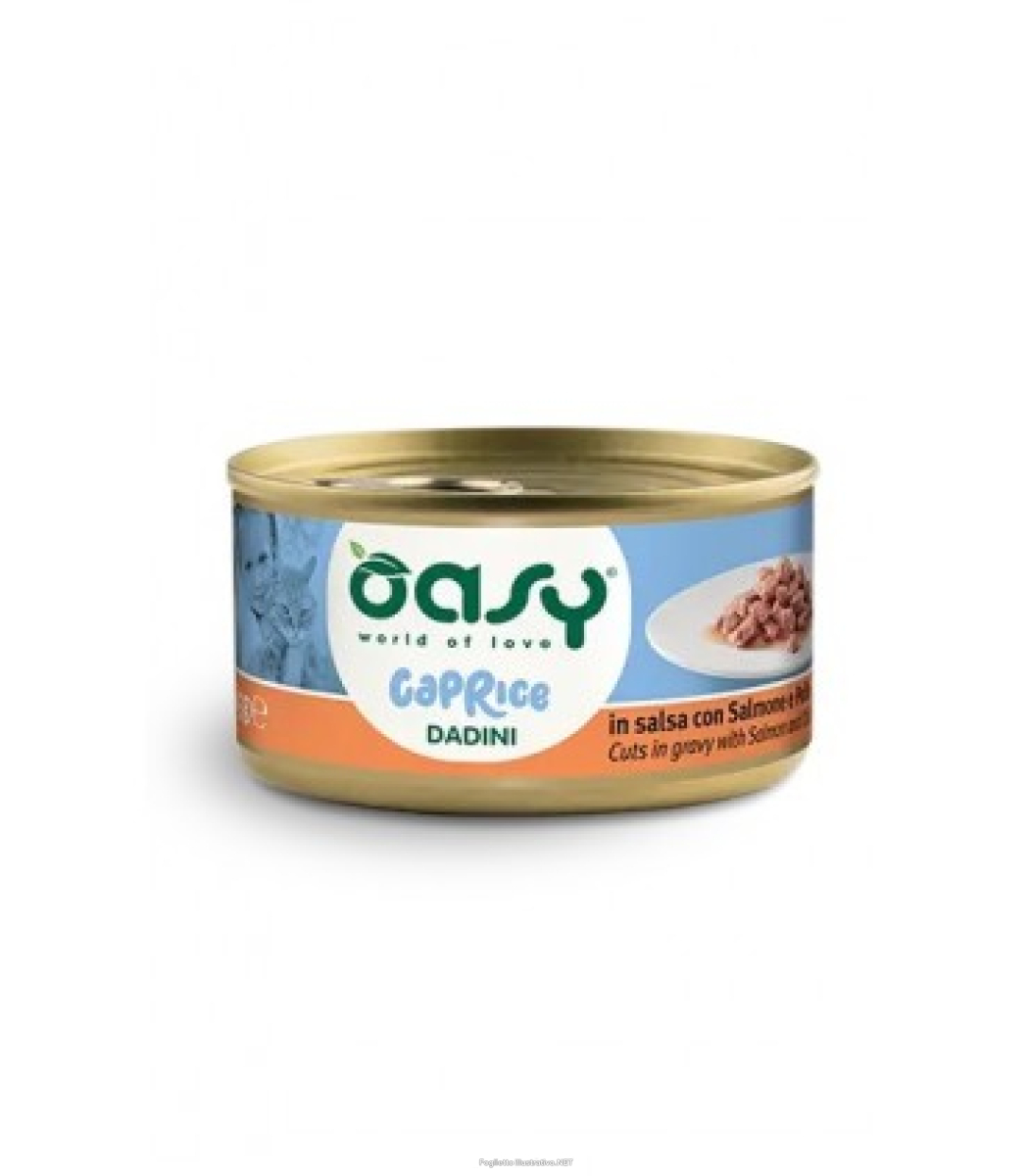 Cerca Offerte di oasy gatto caprice dadini in salsa adulto salmone & pollo 85 gr e acquista online