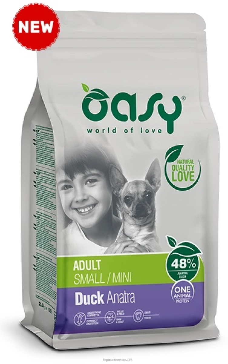Cerca Offerte di oasy one animal protein adult small & mini con anatra per cani adulti 2.5 kg e acquista online