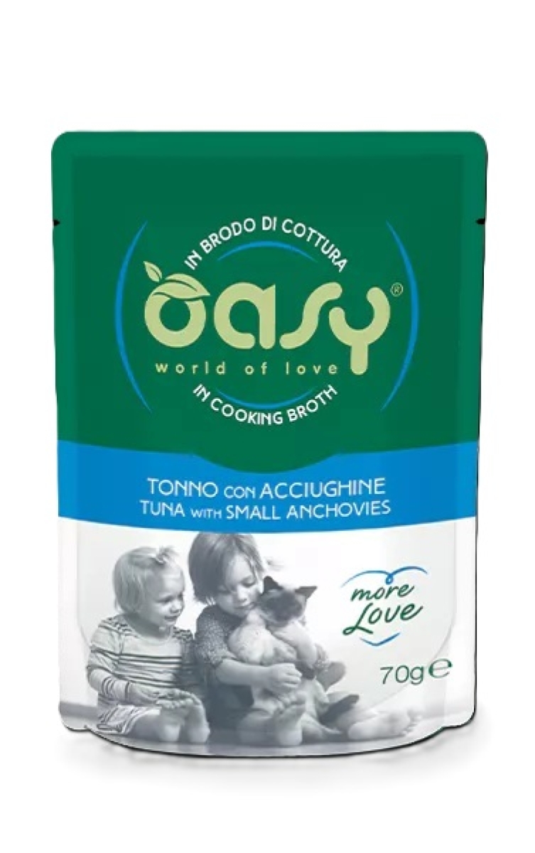 Cerca Offerte di Oasy wet cat more love tonno con acciughine cibo umido per gatti adulti 70g 7630 e acquista online