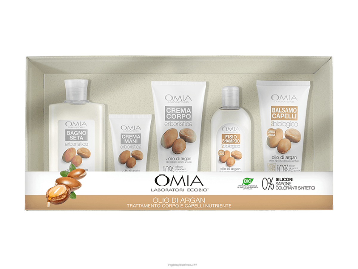 Cerca Offerte di omia ecobio argan bagno seta 400ml + crema mani 75ml + crema corpo 200ml + shampoo 250ml + balsamo 200ml 4304 e acquista online