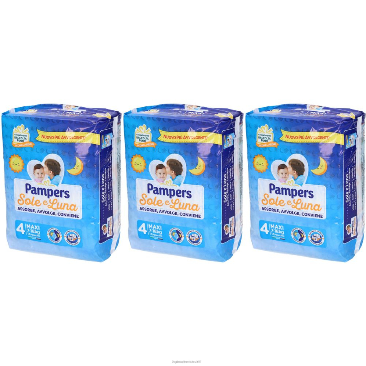 Cerca Offerte di pampers sole e luna maxi 4 7-18kg set da 3 3x17 pz pannolini e acquista online