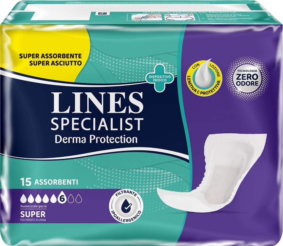 Cerca Offerte di pannolone per incontinenza lines specialist derma protection sagomato anatomico super 15 pezzi e acquista online