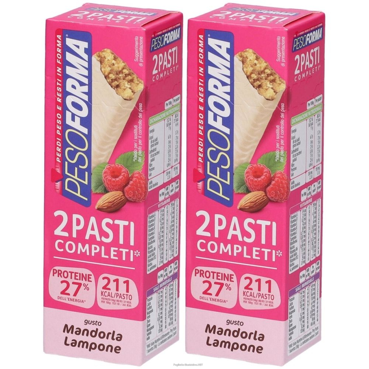 Cerca Offerte di pesoforma barrette mandorla lampone set da 2 2x116 g e acquista online