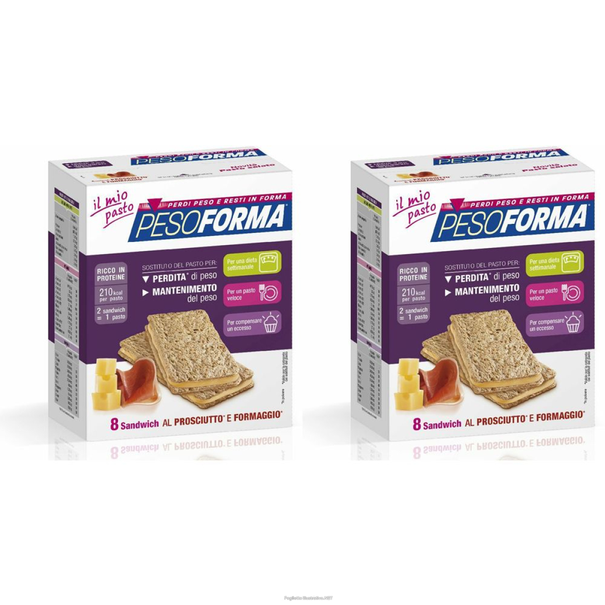 Cerca Offerte di pesoforma® sandwich prosciutto e formaggio set da 2 2x8x25 g snack e acquista online