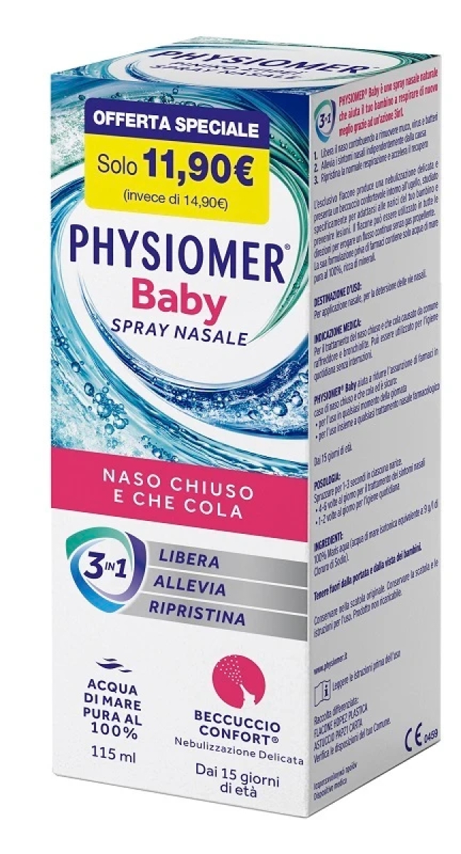Cerca Offerte di Physiomer baby spray nasale - spray nasale bambini all'acqua di mare per naso chiuso - 115 ml e acquista online