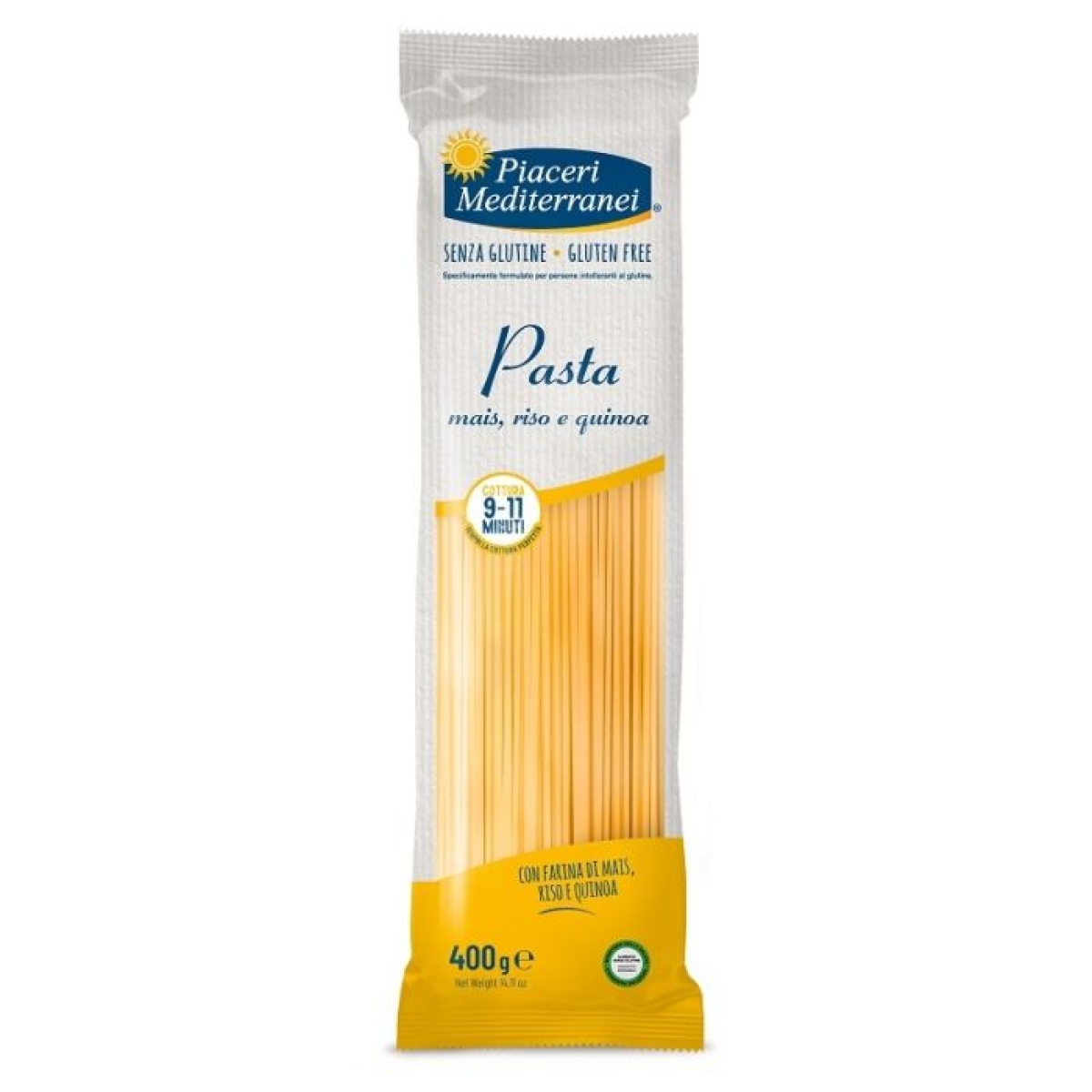 Cerca Offerte di Piaceri mediterranei pasta mais riso e quinoa spaghetti senza glutine 400g e acquista online