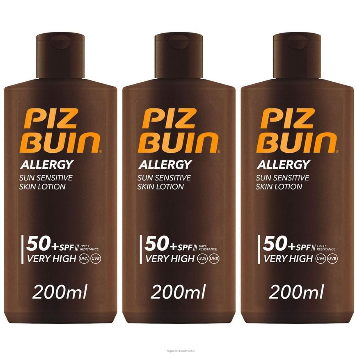 Cerca Offerte di piz buin allergy sun sensitive skin lotion spf 50+ molto alta 3x200 ml e acquista online
