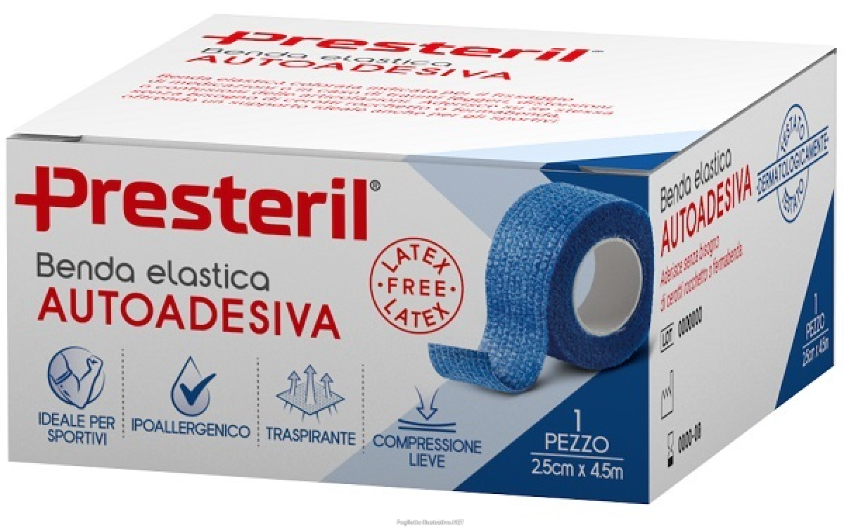 Cerca Offerte di presteril benda elastica autoadesiva 2,5cm x 4,5m colore blu 1 pz bend e acquista online