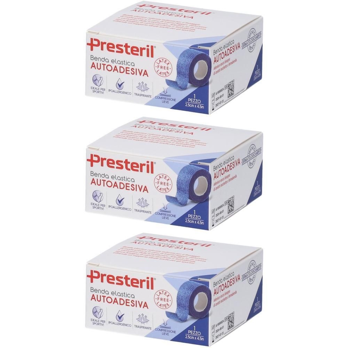 Cerca Offerte di Presteril benda elastica autoadesiva 2,5cm x 4,5m colore blu 3x1 st e acquista online