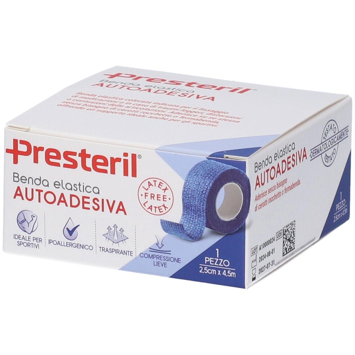Cerca Offerte di Presteril benda elastica autoadesiva 2,5cm x 4,5m colore blu 4x1 st e acquista online