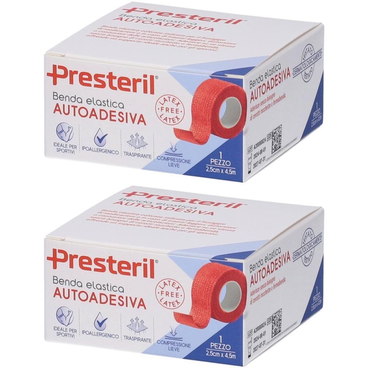 Cerca Offerte di Presteril benda elastica autoadesiva 2,5cm x 4,5m colore rosso 2x1 st e acquista online