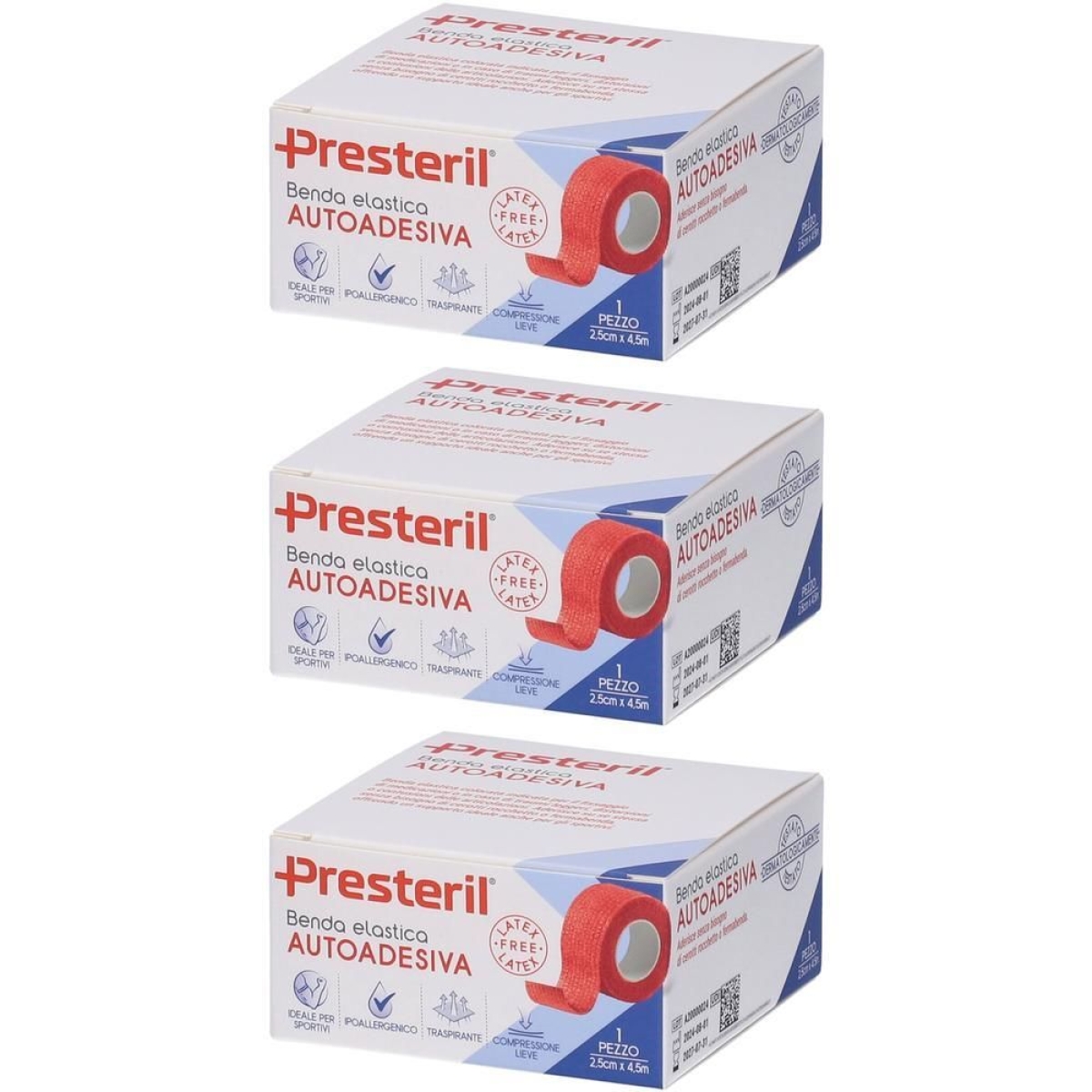 Cerca Offerte di Presteril benda elastica autoadesiva 2,5cm x 4,5m colore rosso 3x1 st e acquista online