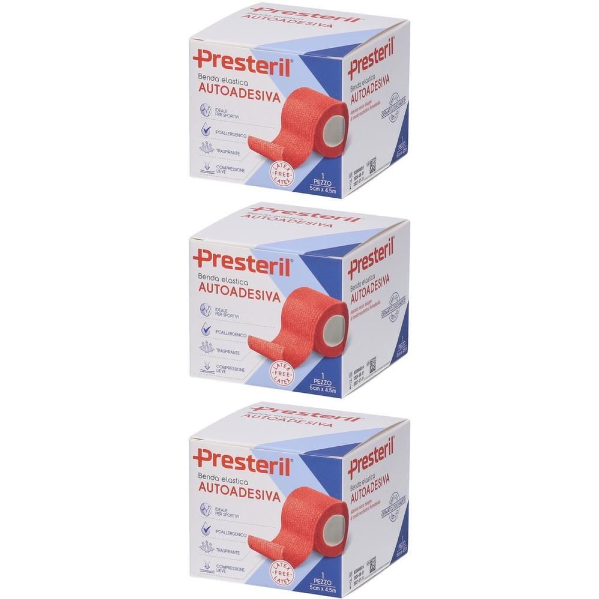 Cerca Offerte di Presteril benda elastica autoadesiva 5cm x 4,5m colore rosso 3x1 st e acquista online