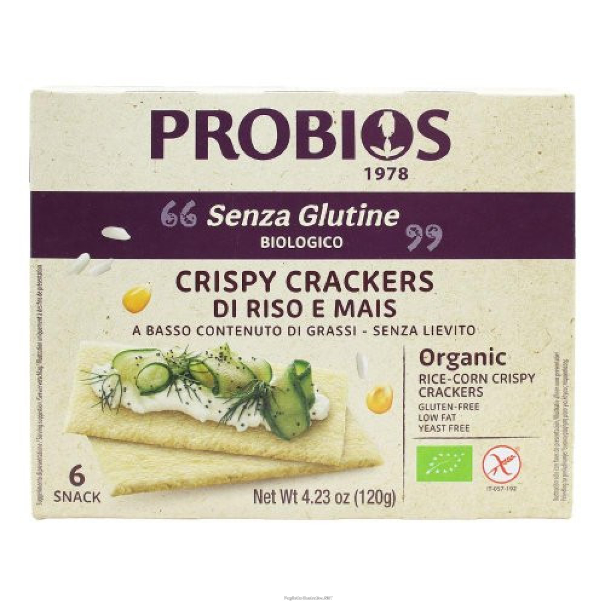 Cerca Offerte di probios crispy crackers di riso e mais senza glutine 6 snack 120 grammi e acquista online