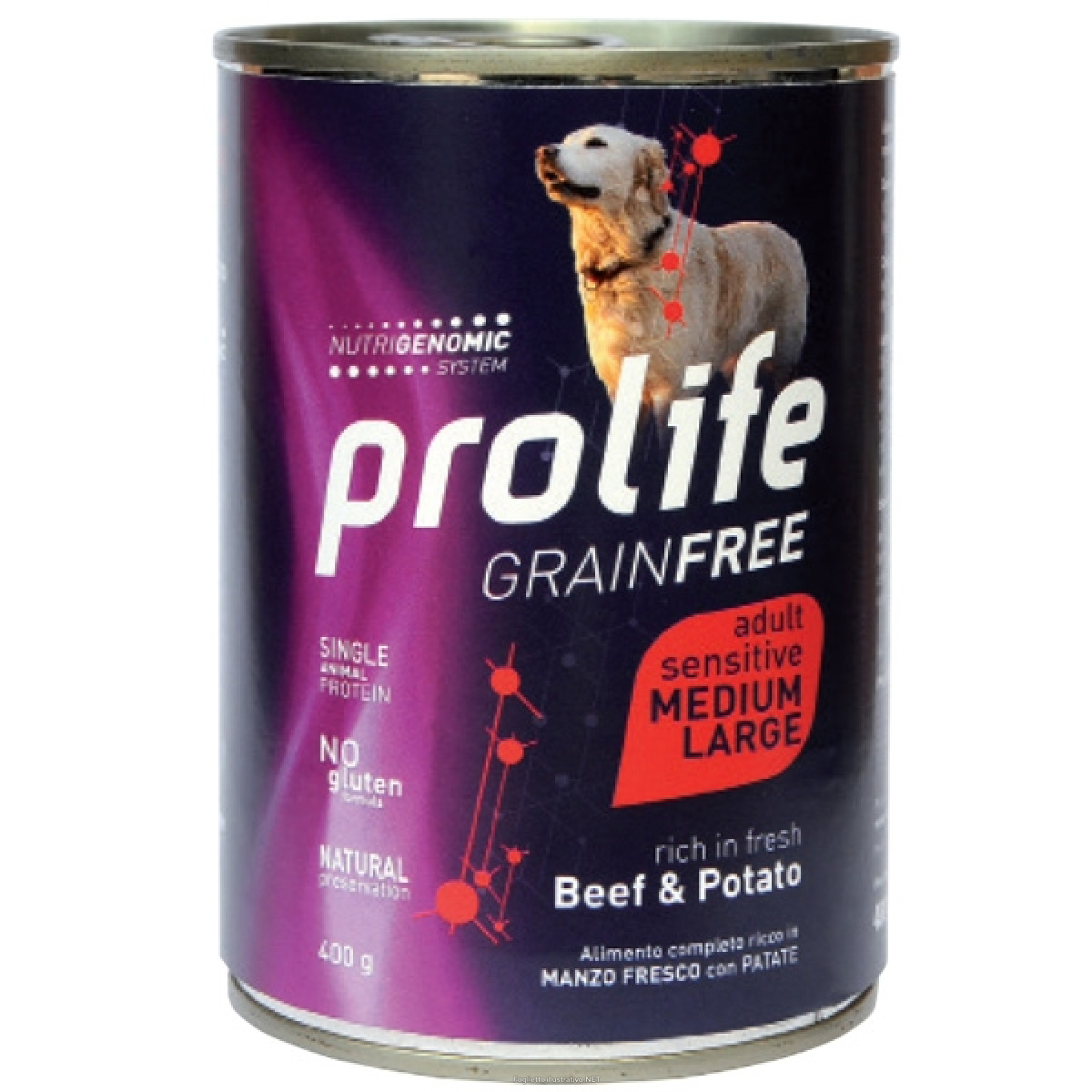 Cerca Offerte di prolife cane grain free sensitive adulto medium&large manzo & patate lattina 400 gr e acquista online