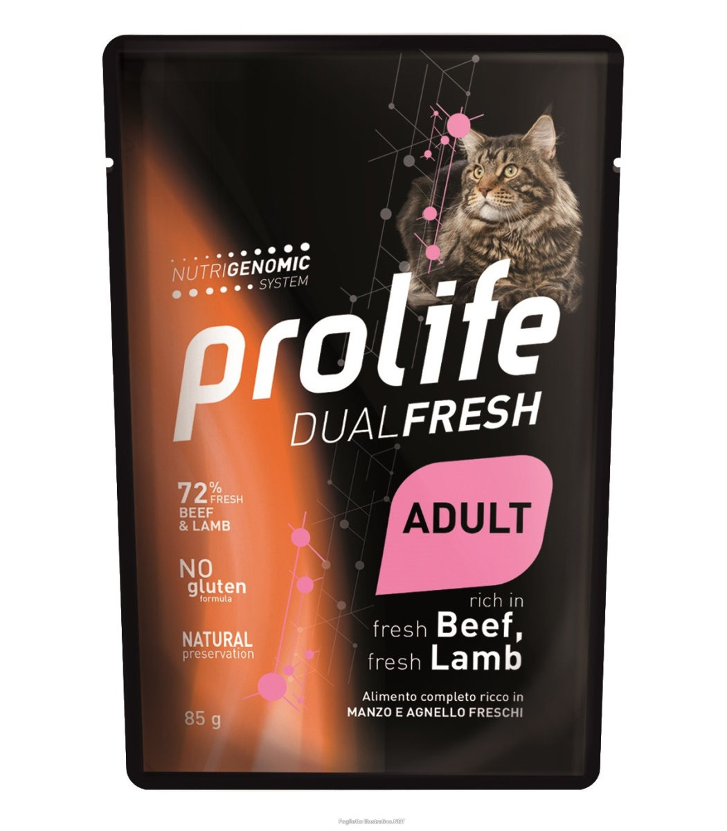Cerca Offerte di prolife dual fresh manzo e agnello freschi cibo umido per gatti adulti bustina 85g prolife e acquista online