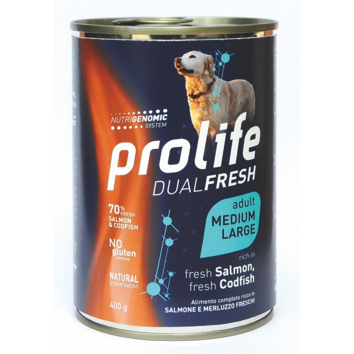 Cerca Offerte di Prolife dual fresh salmone e merluzzo freschi cibo umido per cani adulti taglia media/grande lattina 400g prolife e acquista online