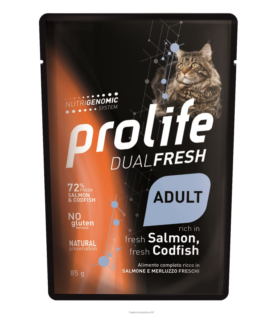Cerca Offerte di prolife dual fresh salmone e merluzzo freschi cibo umido per gatti adulti bustina 85g 197b e acquista online