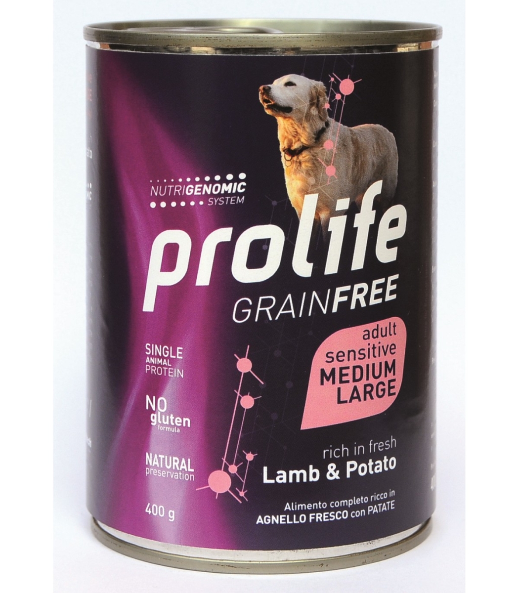 Cerca Offerte di Prolife grain free agnello fresco con patate cibo umido per cani adulti taglia media/grande lattina 400g 197b e acquista online