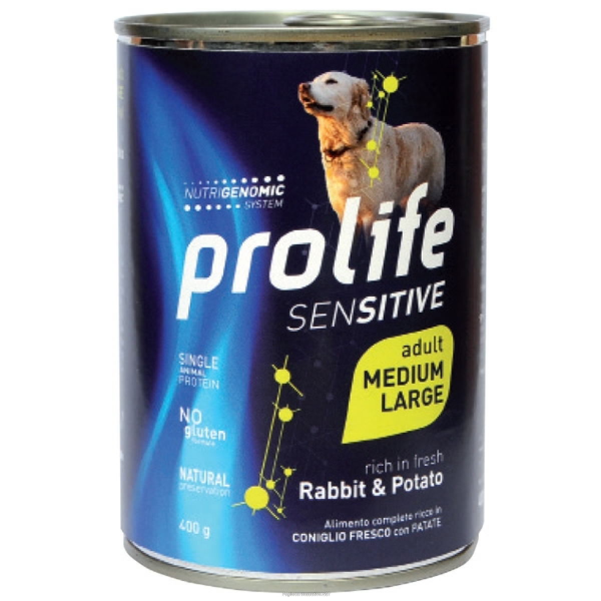 Cerca Offerte di prolife sensitive coniglio con patate cibo umido per cani adulti taglia media/grande lattina 400g 197b e acquista online