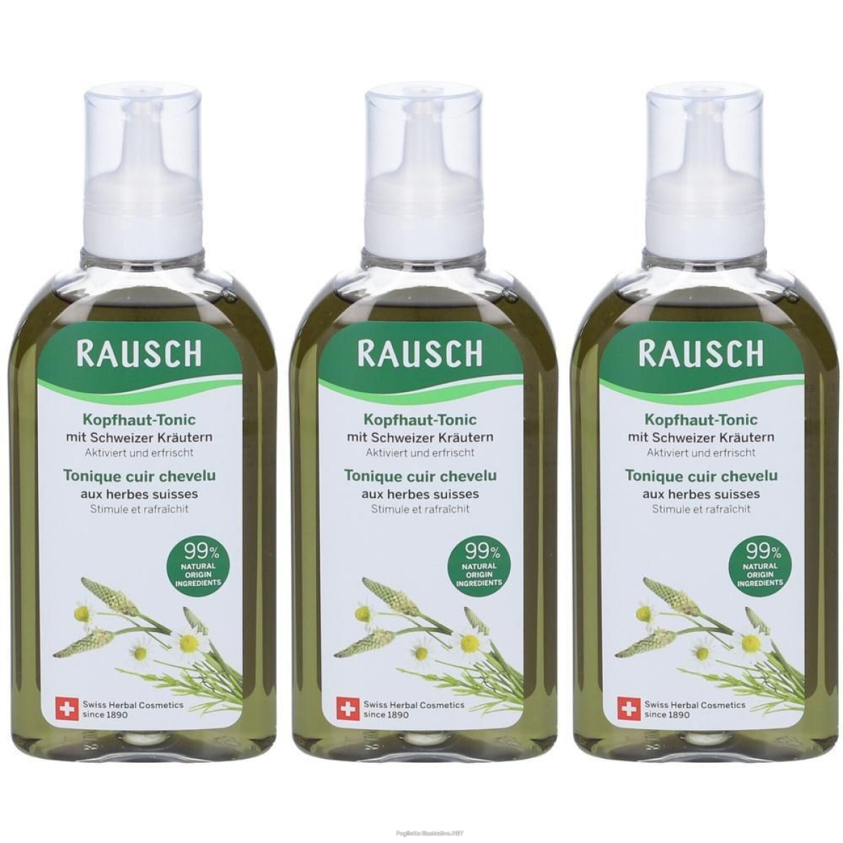 Cerca Offerte di rausch tonificante per cuoio capelluto alle erbe svizzere 3x200 ml e acquista online