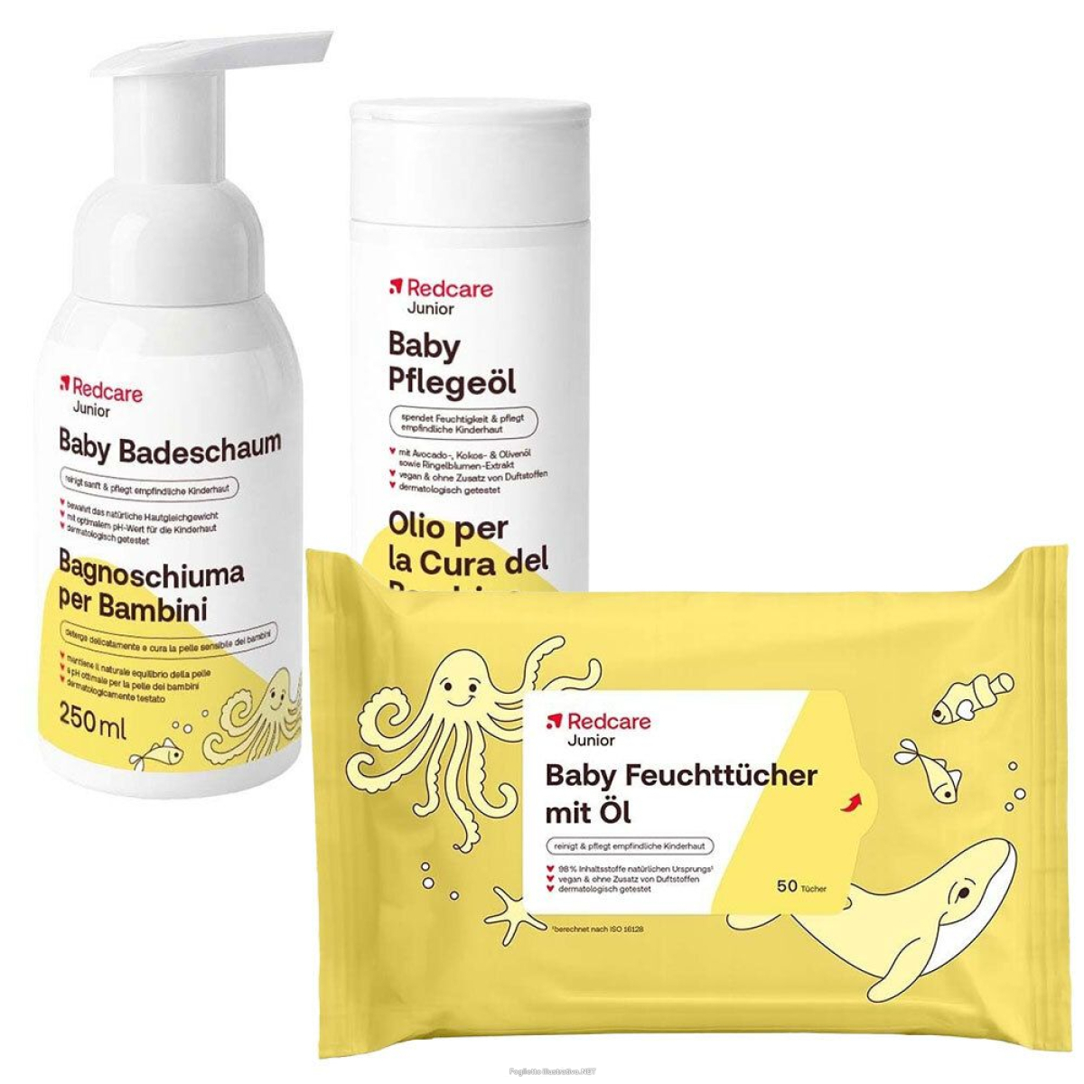 Cerca Offerte di redcare junior hallo baby olio + bagnoschiuma salviettine umidificat e acquista online
