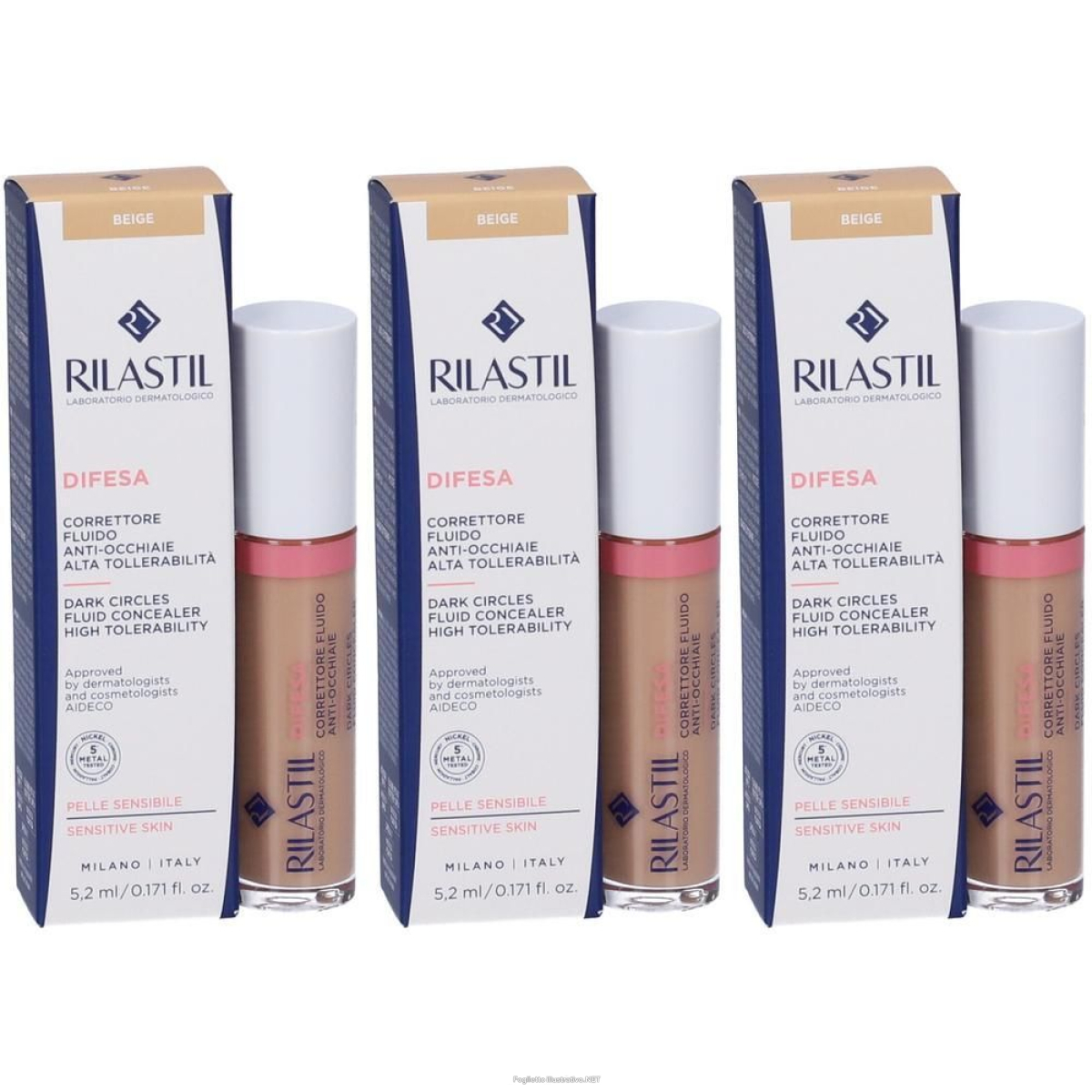 Cerca Offerte di rilastil® difesa correttore fluido anti occhiaie colore beige 3x8,5 ml e acquista online