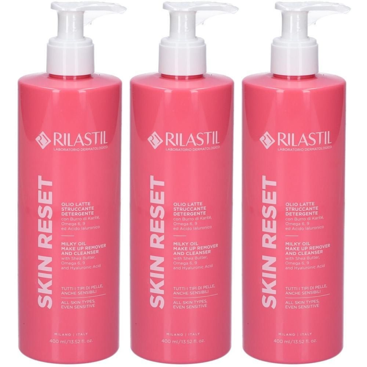 Cerca Offerte di Rilastil skin reset olio latte struccante detergente 3x400 ml e acquista online