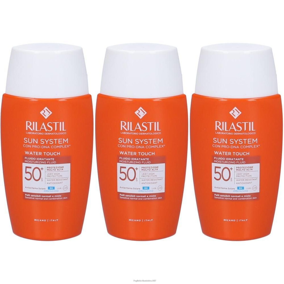 Cerca Offerte di rilastil® sun system water touch fluido solare spf 50+ 3x50 ml e acquista online