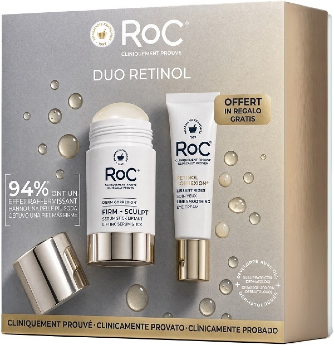 Cerca Offerte di Roc derm correxion line smooth cofanetto regalo antiage con retinol correxion 15 ml + derm correxion  30 ml e acquista online