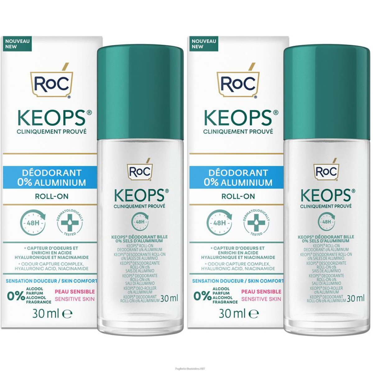 Cerca Offerte di roc keops® deodorante roll-on 0% sali di alluminio set da 2 2x30 ml e acquista online