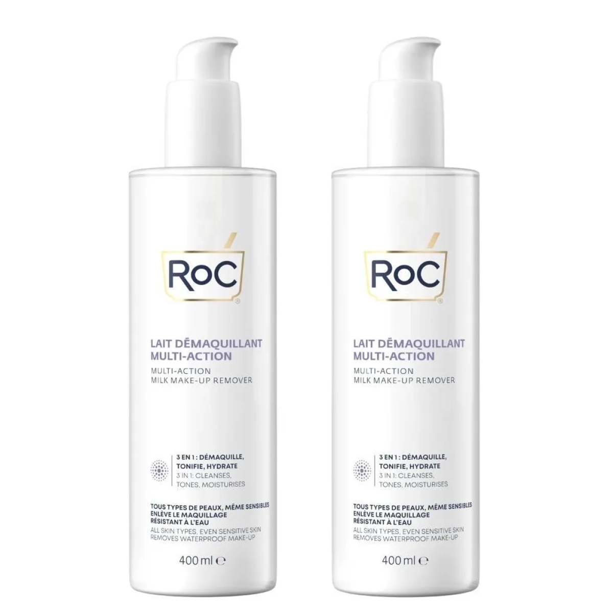 Cerca Offerte di Roc latte detergente struccante multiazione 3 in 1, 2 x 400 ml e acquista online