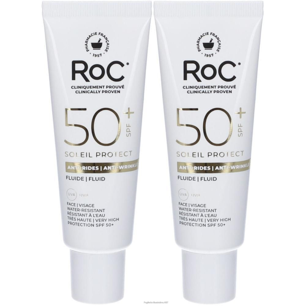 Cerca Offerte di roc® soleil protect fluido viso levigante anti rughe spf50+ 2x50 ml e acquista online