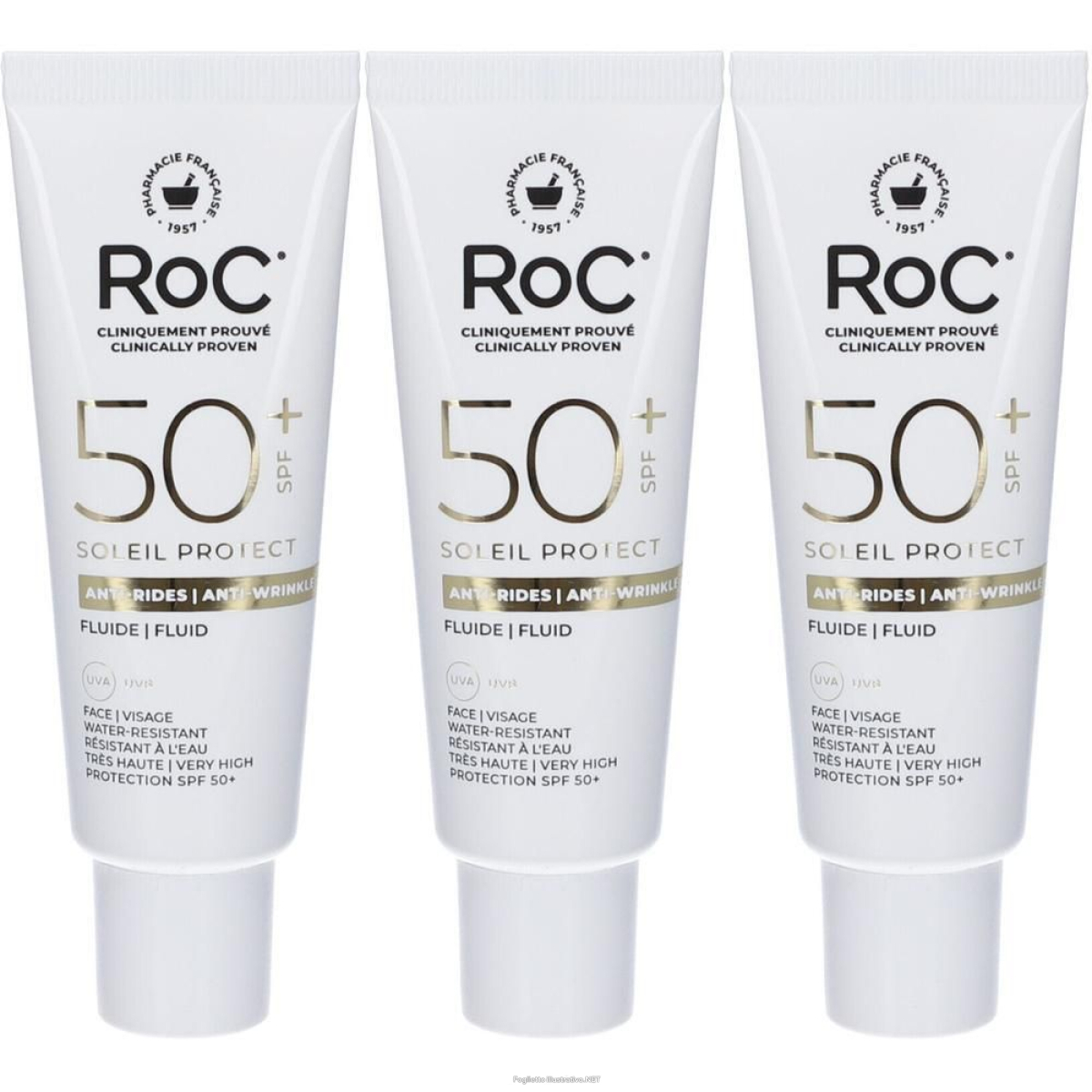 Cerca Offerte di roc® soleil protect fluido viso levigante anti rughe spf50+ 3x50 ml e acquista online