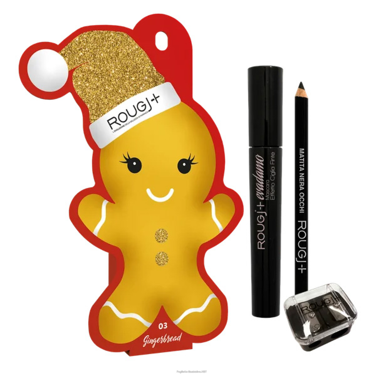 Cerca Offerte di rougj ginger bread 03 confezione regalo con matita occhi nera + mascara evadamo + temperino e acquista online