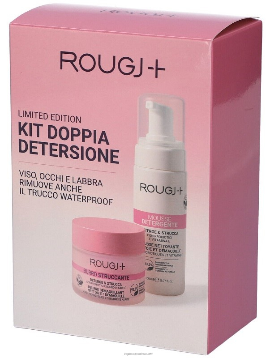 Cerca Offerte di rougj+ kit doppia detersione viso occhi labbra con burro struccante 80ml + mousse detergente 150ml e acquista online
