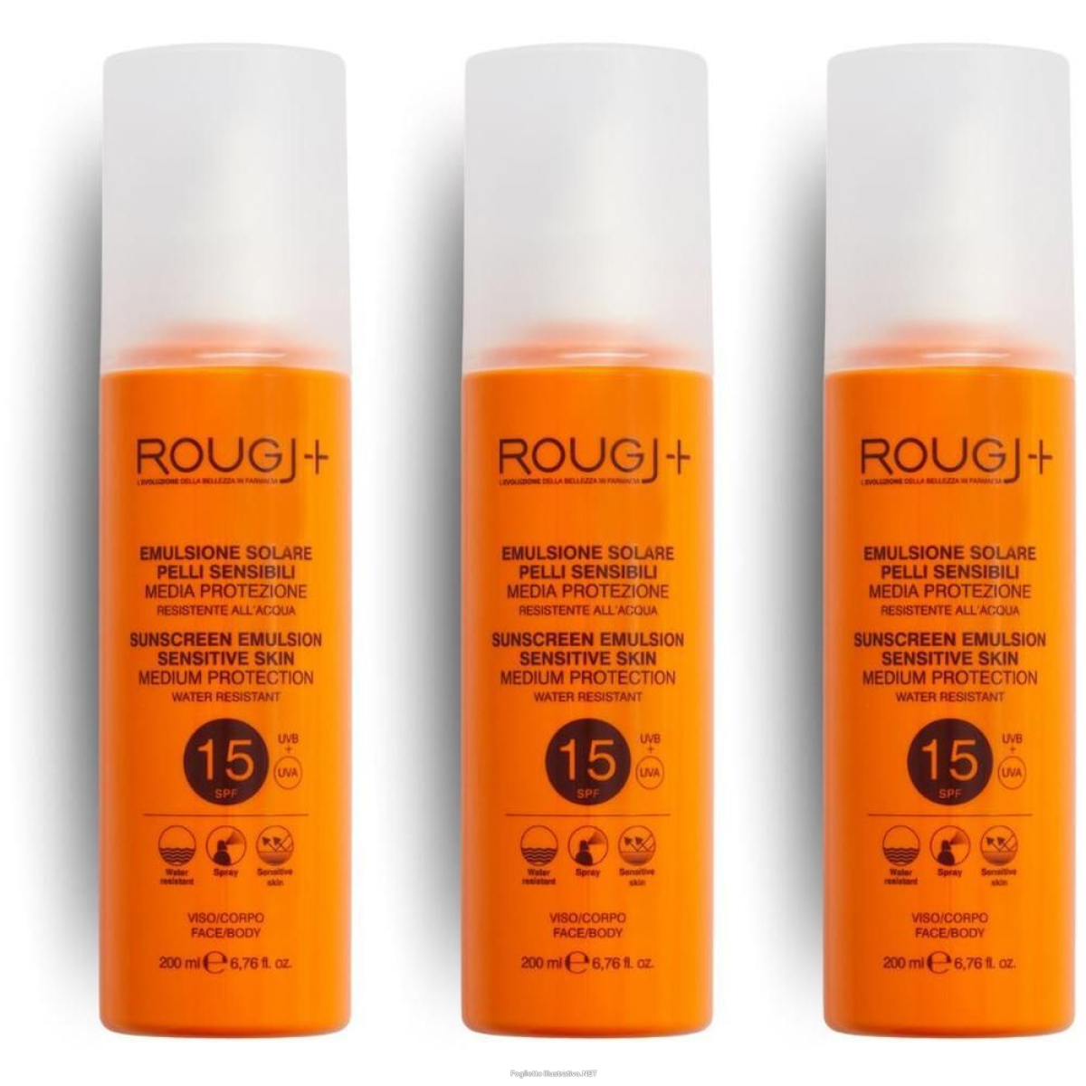 Cerca Offerte di rougj protezione solare spf15 per pelli sensibili 3x200 ml e acquista online