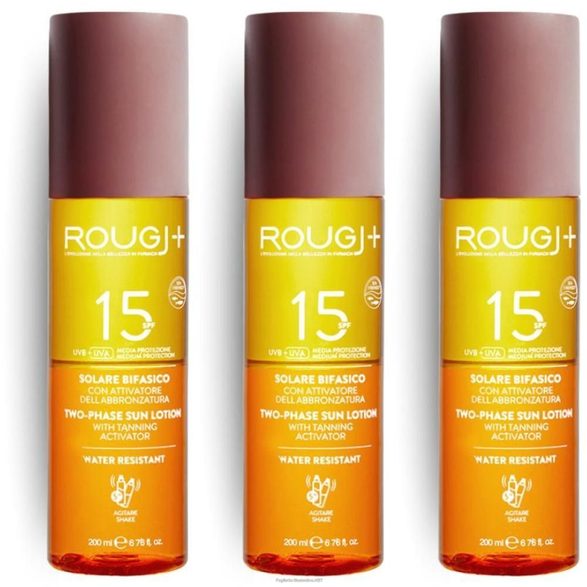 Cerca Offerte di rougj solare bifasico spf15 con attivatore di melanina 3x200 ml e acquista online