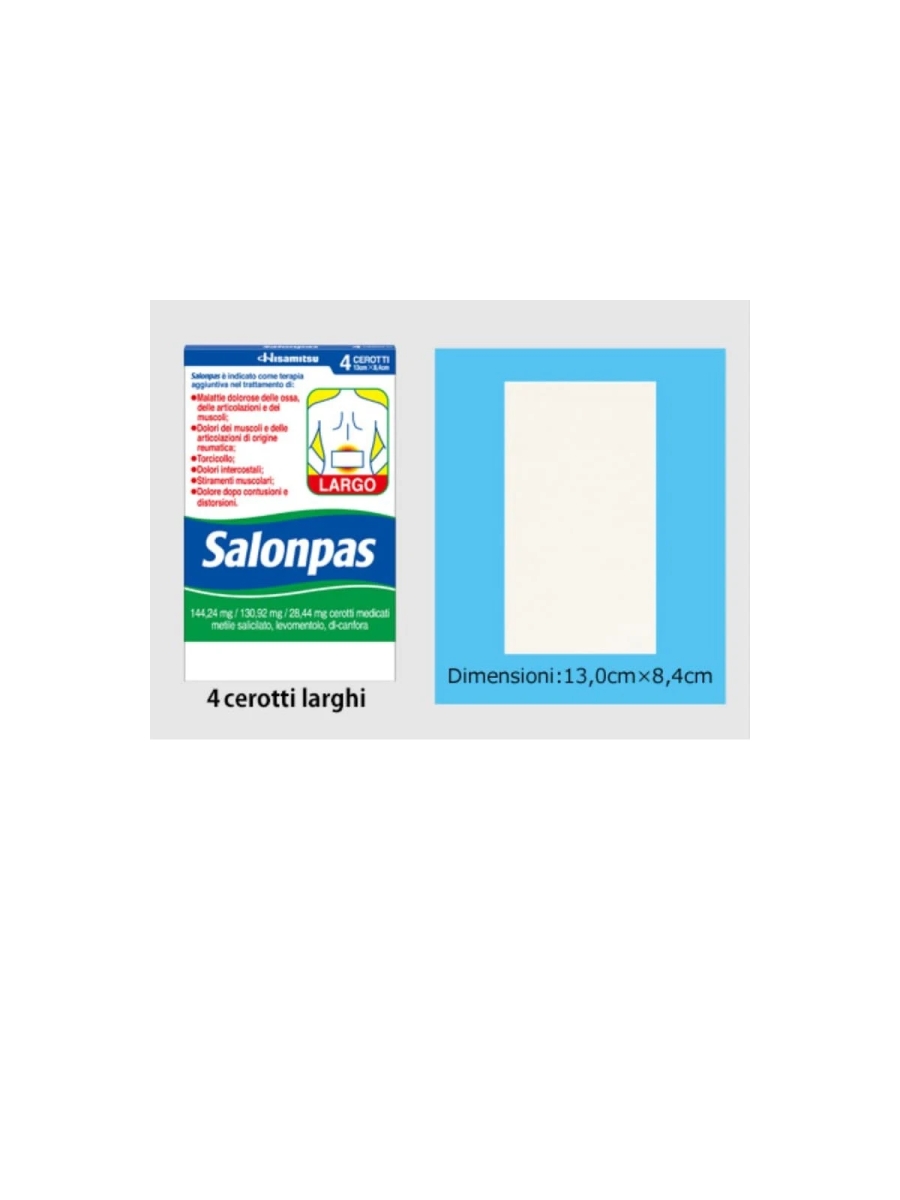 Cerca Offerte di salonpas cerotti medicati per dolori muscolari articolari e reumatici misura 13 x 8,4 cm, 4 cerotti e acquista online