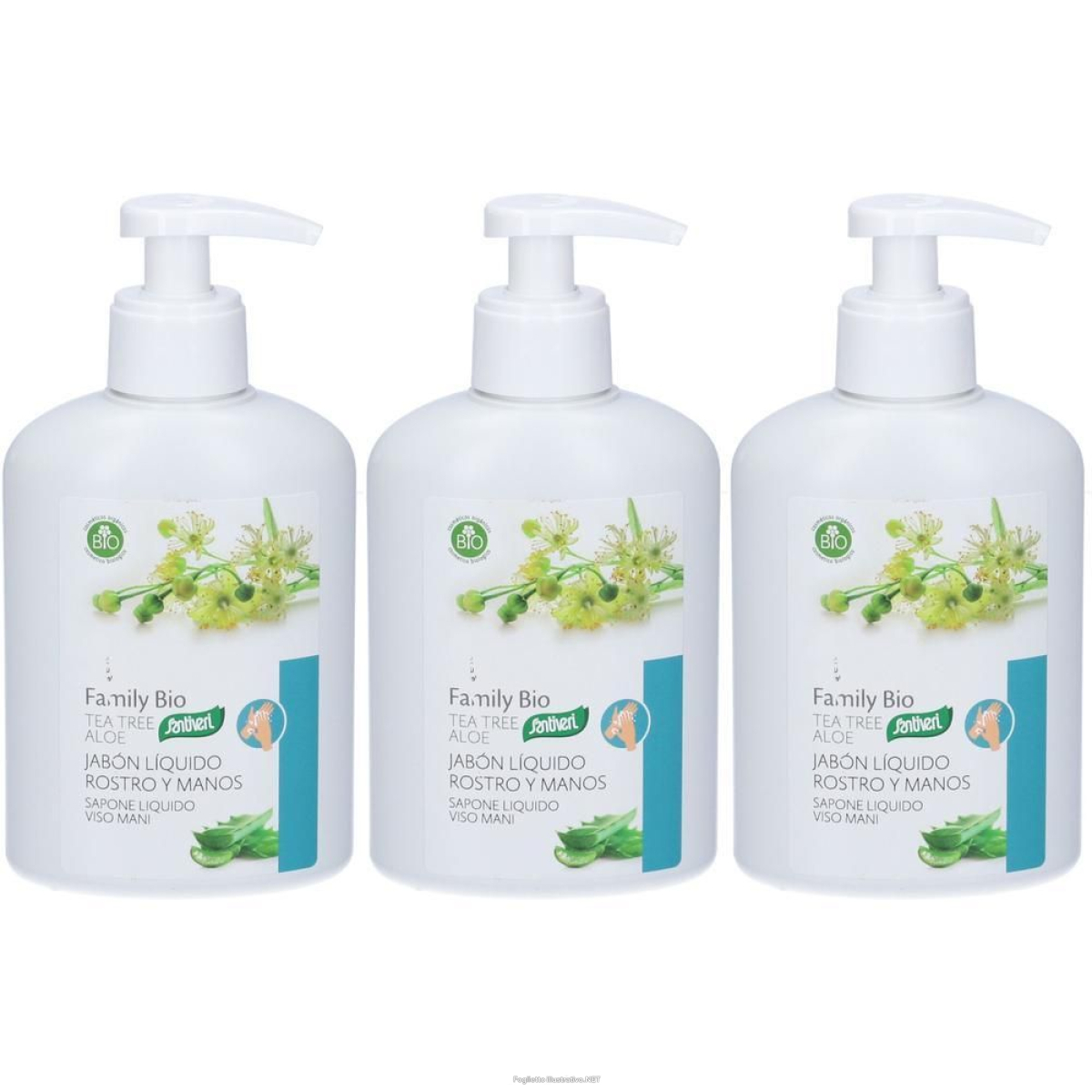 Cerca Offerte di santiveri family bio tea tree aloe sapone liquido viso mani 3x250 ml e acquista online