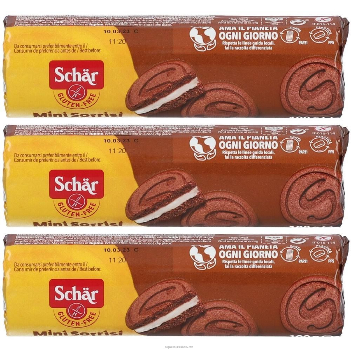 Cerca Offerte di schär mini sorrisi gluten free cacao e crema latte 3x100 g e acquista online