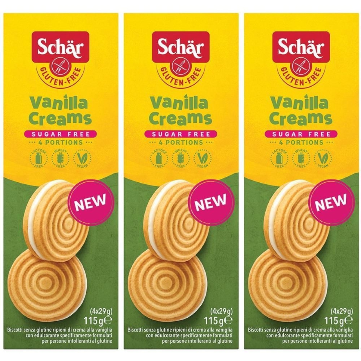 Cerca Offerte di Schär vanilla creams biscotti senza glutine e zucchero 3x115 g e acquista online